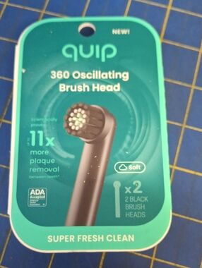 Quip 360 Oscillating Brush Head - Black (2 Pack) New Sealed